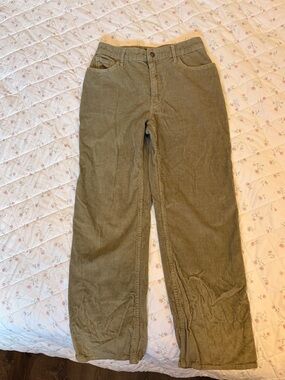 Hollister Wide-Leg Olive Green Corduroy Pants